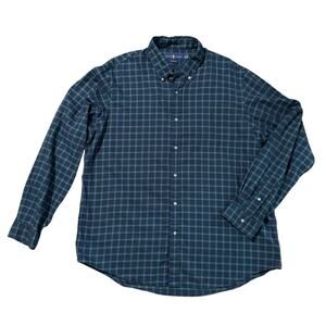 Mens RALPH LAUREN Sz XL Blue & Green Plaid Button Down Shirt Long Sleeve